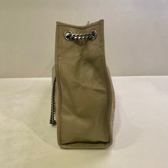 SAINT LAURENT Niki Large YSL Shopper Tote Bag in Crinkled Leather Light Taupe - Picture 6 of 16